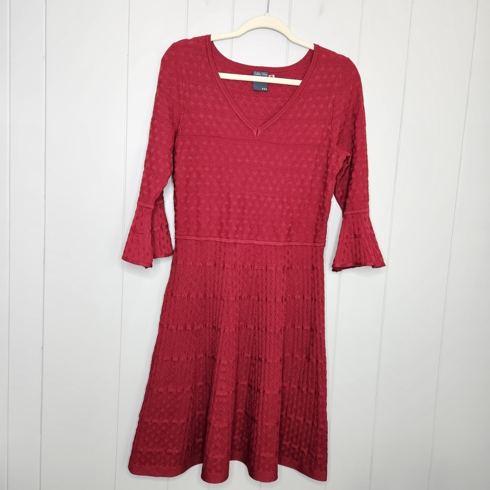 Gabby Style Sweater Dress Red Women's Medium Red Pull On Knit Long Sleeve Casual